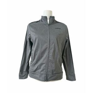 Adidas Boys Track Jacket Zip Up Gray Black Stripes Size 10/12